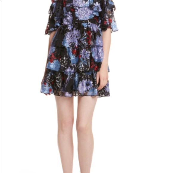 Nichola Cold Shoulder Ruffled Party Dress In Multi - Picture 4 of 10